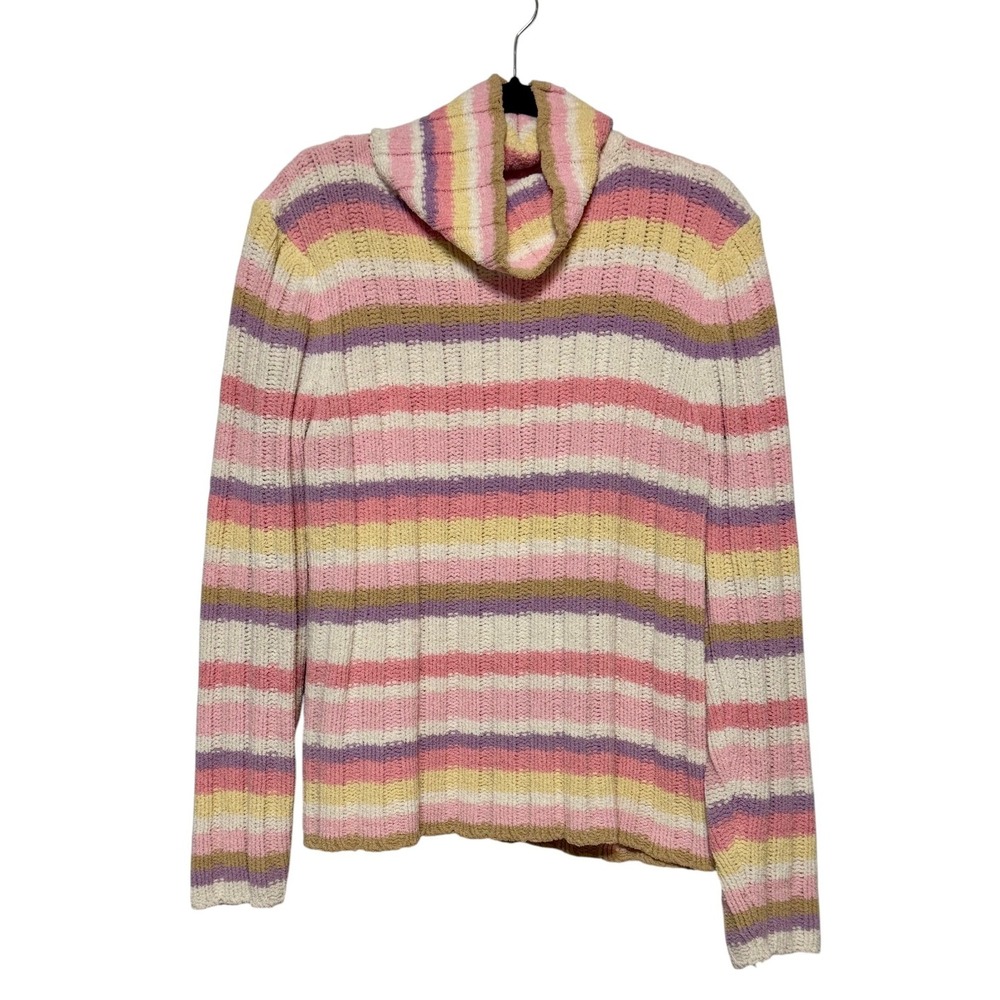 Vtg Y2K Basic Editions Coquette Chenille Cowl Neck Sweater Women Sz L Streetwear